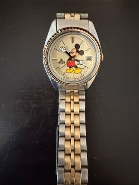 Disney Mickey Mouse Two-Tone Gold and Silver Lorus Quartz Watch